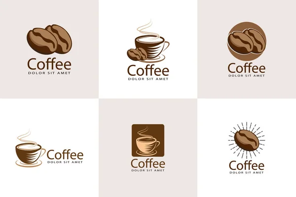 Kahve Logosu Demeti Şablon Tasarım Vektörü — Stok Vektör