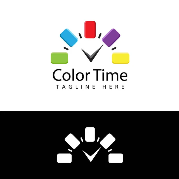 Couleur Temps Logo Modèle Conception Vecteur — Image vectorielle