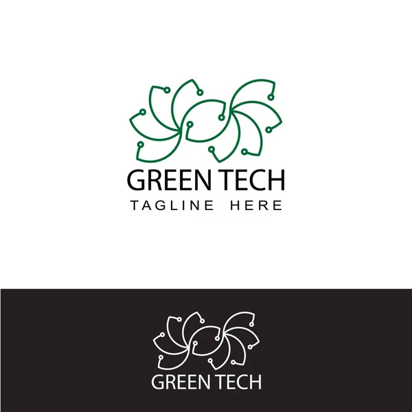 Вектор Дизайна Логотипа Зеленой Технологии — стоковый вектор