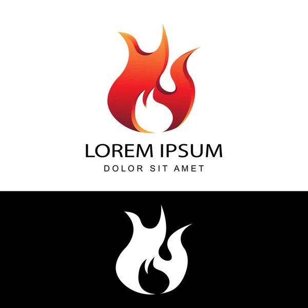 Ateş Alev Logosu Şablon Tasarım Vektörü Izole Beyaz Arkaplan — Stok Vektör
