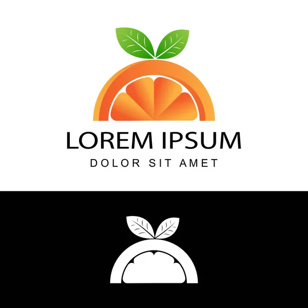Vektor Desain Logo Segar Oranye Dalam Latar Belakang Putih Terisolasi - Stok Vektor