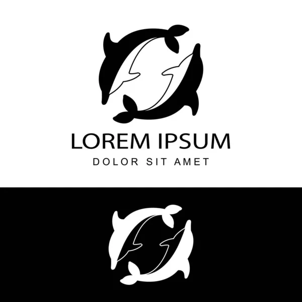 Διάνυσμα Σχεδιασμού Λογότυπου Δελφινιού Απομονωμένο Φόντο — Διανυσματικό Αρχείο