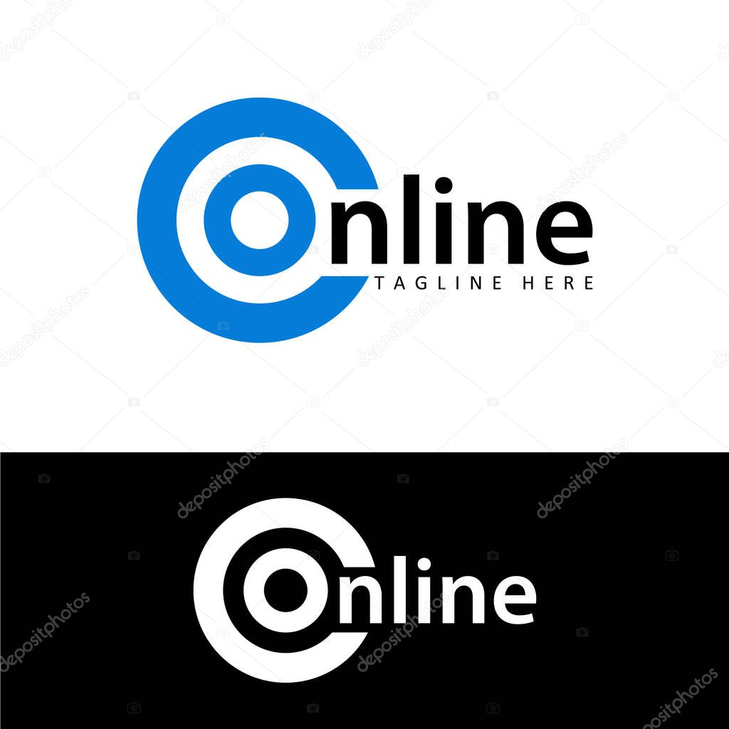 Online logo template design vector in isolated white background