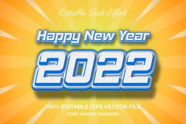 Mutlu yıllar 2022 Düzenlenebilir metin efekti 3d biçimi