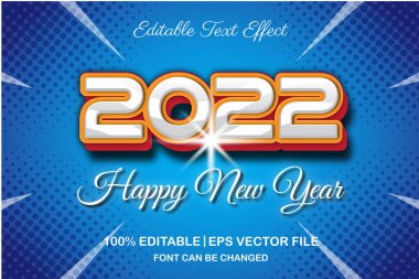 Mutlu yıllar 2022 Düzenlenebilir metin efekti 3d biçimi