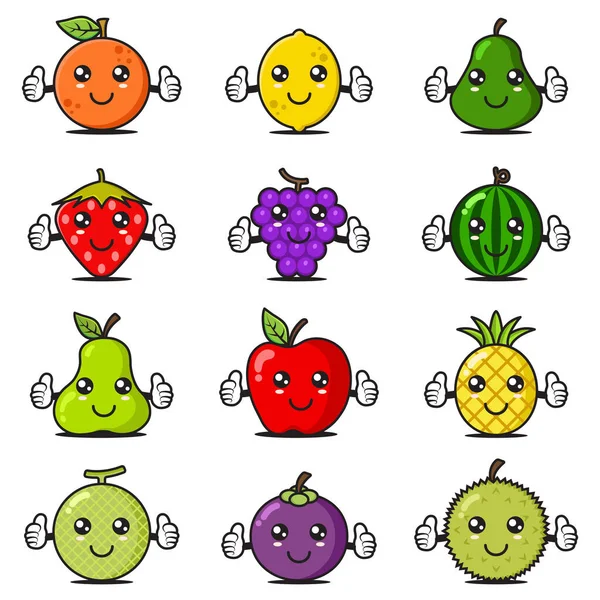 Mascotte Fruits Sets Collection — Image vectorielle