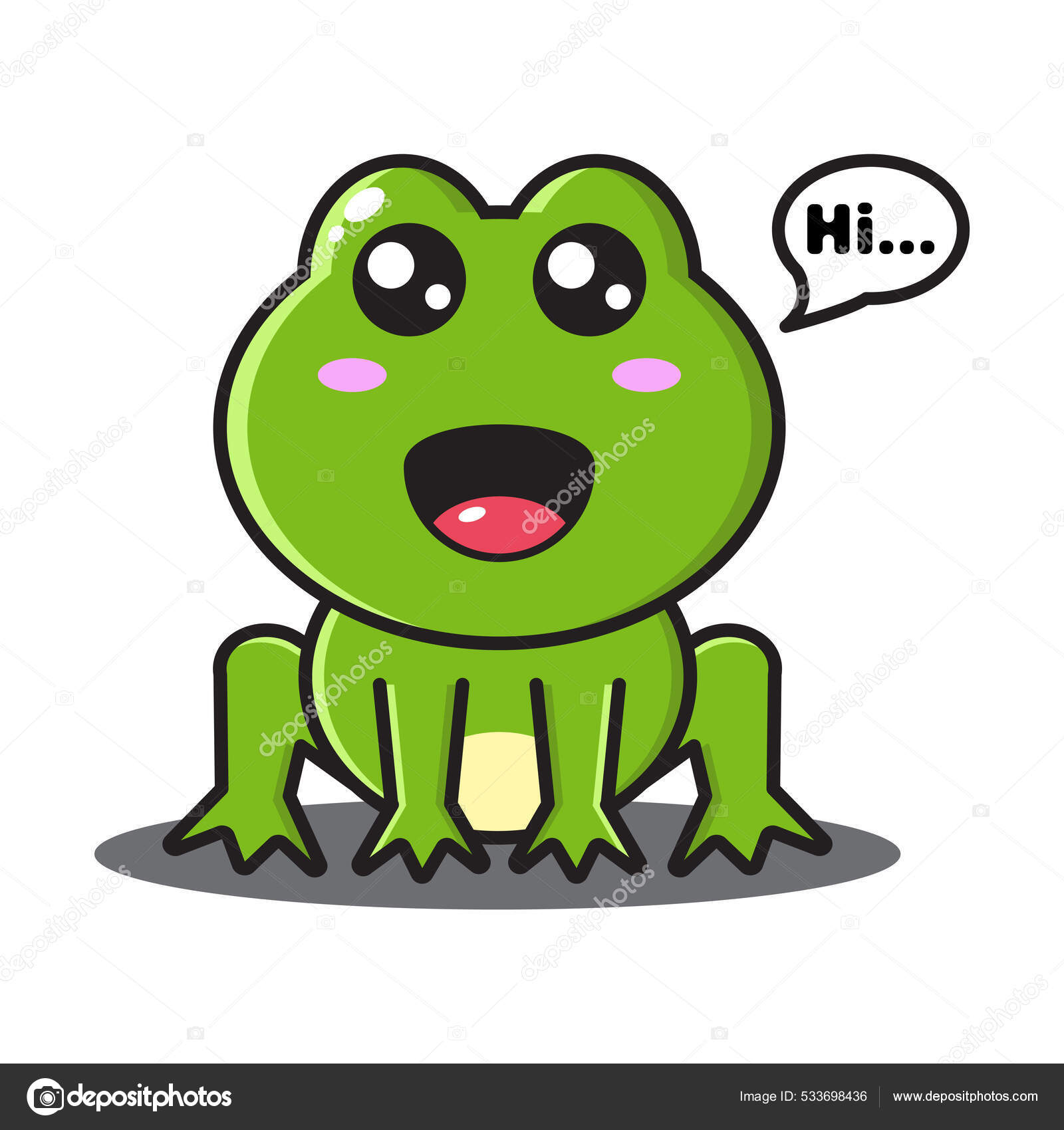 Cute Green Frog White Background Stock Vector Image by ©Nycoart 533698436
