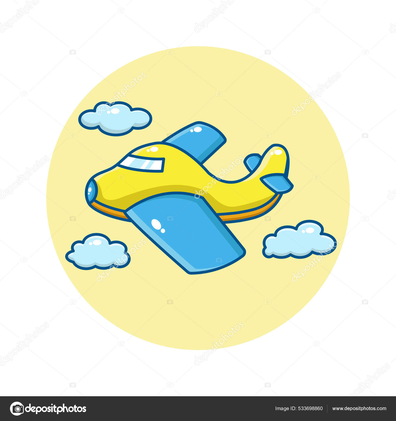 Ilustración Dibujos Animados Avión Lindo Vuelo Vector de stock #533698860  de ©Nycoart, image size:1600x1700