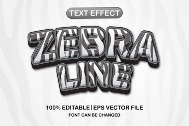 zebra satırı 3d düzenlenebilir metin efekti