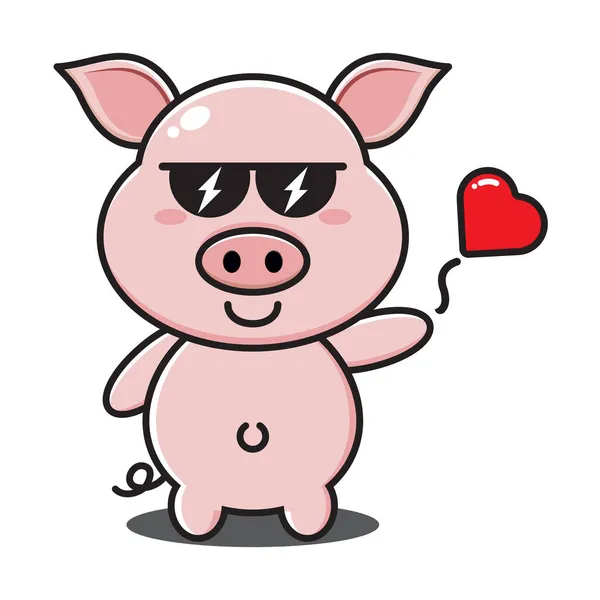 白色背景的可爱猪吉祥物 — 图库矢量图片