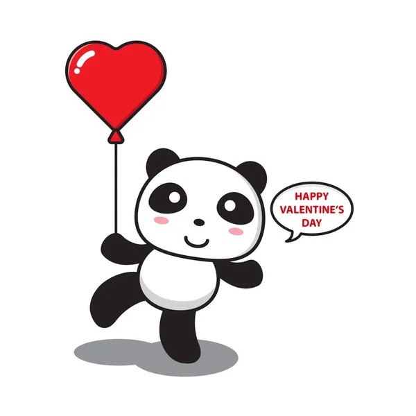 Panda Håller Kärlek Ballong Och Säger Glad Alla Hjärtans Dag — Stock vektor