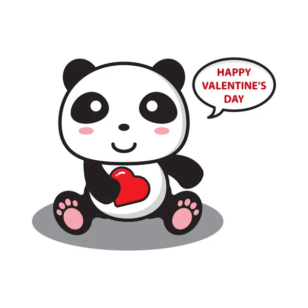 Panda Sitter Håller Kärlek Glad Alla Hjärtans Dag — Stock vektor
