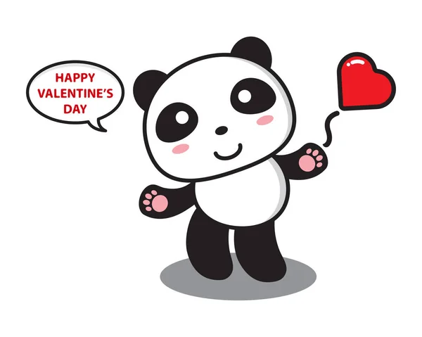 Panda Kasta Kärlek Glad Alla Hjärtans Dag — Stock vektor