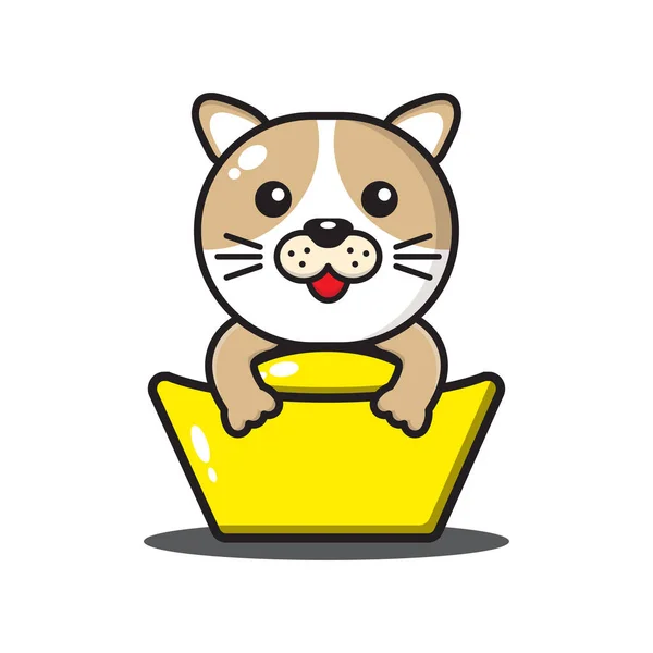 可爱的狗中国黄道带拥抱黄金 — 图库矢量图片