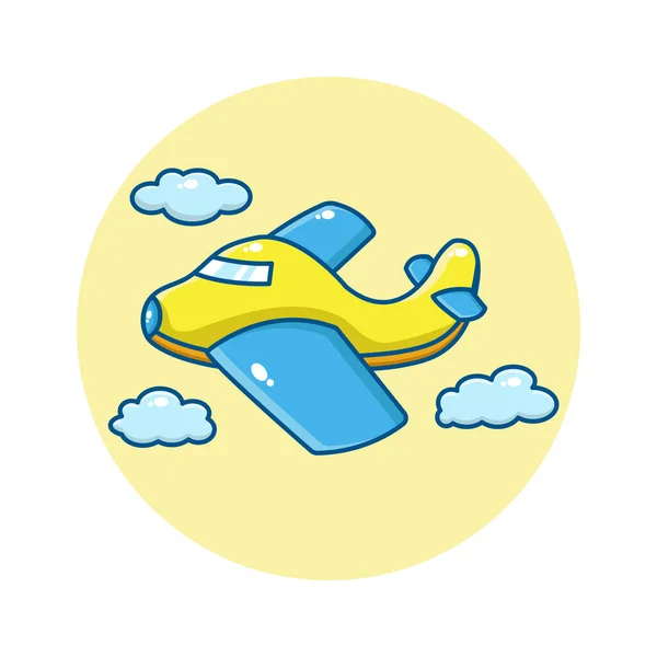 Cartoon Illustration Cute Airplane Flying — Stock Vector