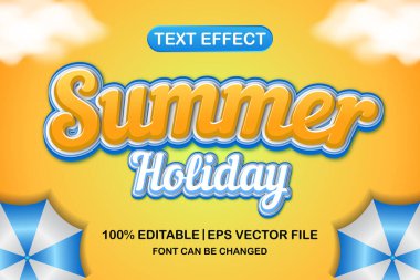 Yaz tatili 3d düzenlenebilir metin efekti