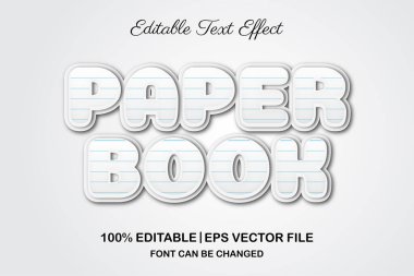 kağıt kitap 3d düzenlenebilir metin efekti