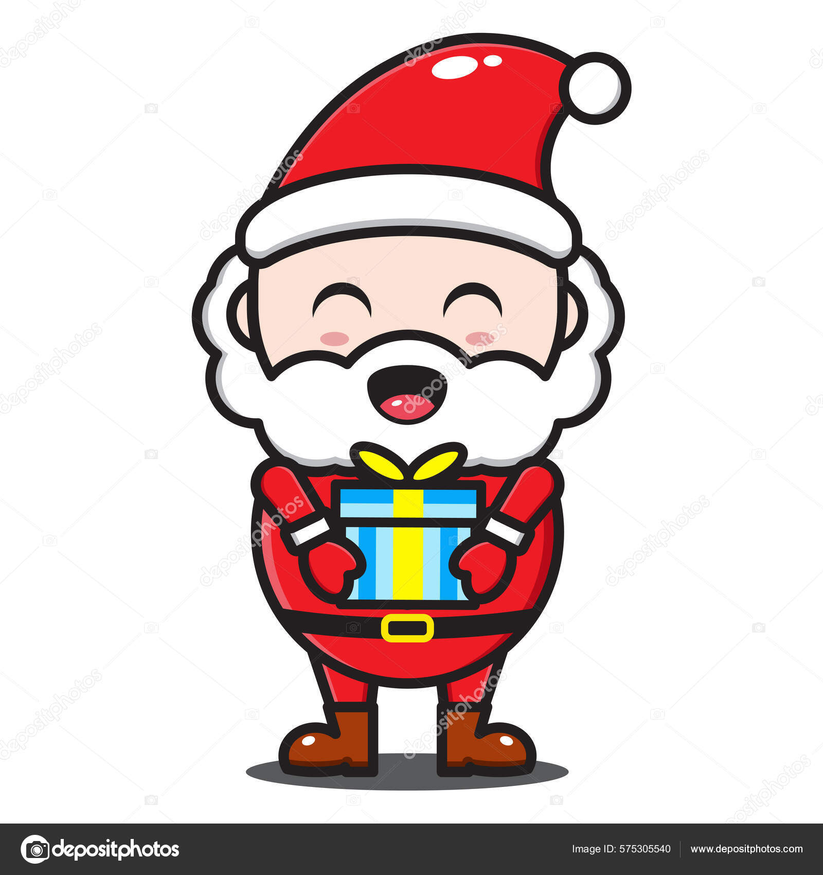 Bonito Santa Claus Desenho Animado Ilustração Com Árvore Natal Presentes  imagem vetorial de Nycoart© 575305430