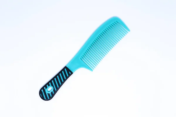 Flache Lay Shot Eines Aqua Blue Comb Den Weißen Hintergrund — Stockfoto