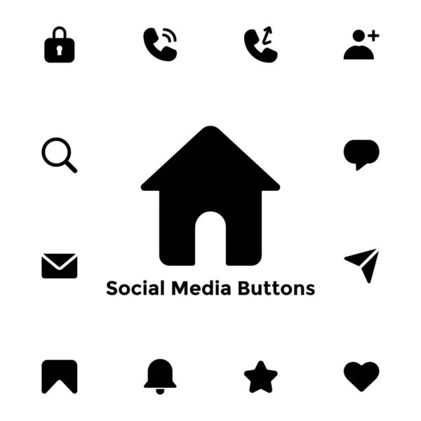 Vektorgrafik Von Social Media Buttons Mit Solidem Stil Gut Für — Stockvektor