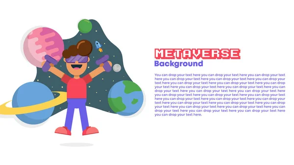 Metaverse Arkaplanda Yaşam Vektörü. Metametrik tasarım, metaverse şablon vs. için mükemmel.
