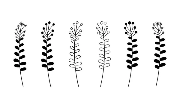 Illustration botanique vectorielle de pissenlit linéaire. Feuille et fleur dessinés à la main ensemble. Fond de verdure forestière — Image vectorielle