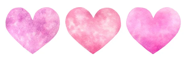 Pink heart hand painted watercolor illustration. Valentines Day clipart — Stock Vector