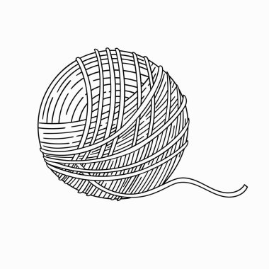 Örgü vektörü çizimi için iplik topu beyaz arkaplan resimlerinde izole edildi.