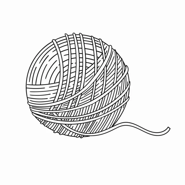 Yarn ball for knitting vector sketch isolated on white background illustration. — стоковый вектор