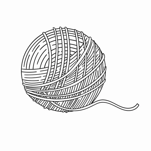 Yarn ball for knitting vector sketch isolated on white background illustration. — Vetor de Stock