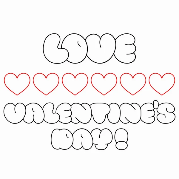 Lettering love and hearts vector illustration. Valentines Day — Stockvector