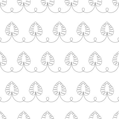 Canavar yaprağı yatay çizgiler vektörsüz desen. Tropik yapraklar düz botanik arkaplan