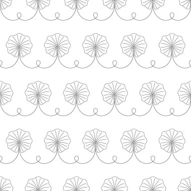 Lotus yaprağı yatay çizgiler vektörsüz desen. Tropik yapraklar düz botanik arkaplan