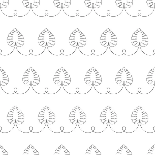 Canavar yaprağı yatay çizgiler vektörsüz desen. Tropik yapraklar düz botanik arkaplan