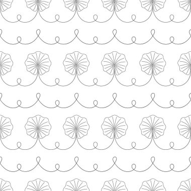 Lotus yaprağı yatay çizgiler vektörsüz desen. Tropikal yapraklar eskiz arka planı