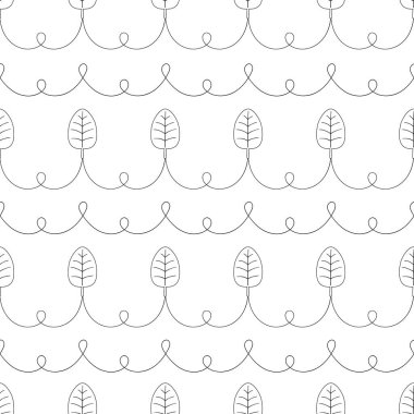 Palmiye yaprağı yatay çizgiler vektörsüz desen. Tropik yapraklar düz botanik arkaplan