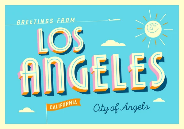 캘리포니아주 로스앤젤레스에서 California City Angels Touristic Postcard Eps — 스톡 벡터