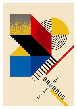Bauhaus Stili Orijinal Soyut Poster. Vektör EPS 10.