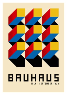 Bauhaus Stili Orijinal Soyut Poster. Vektör EPS 10.