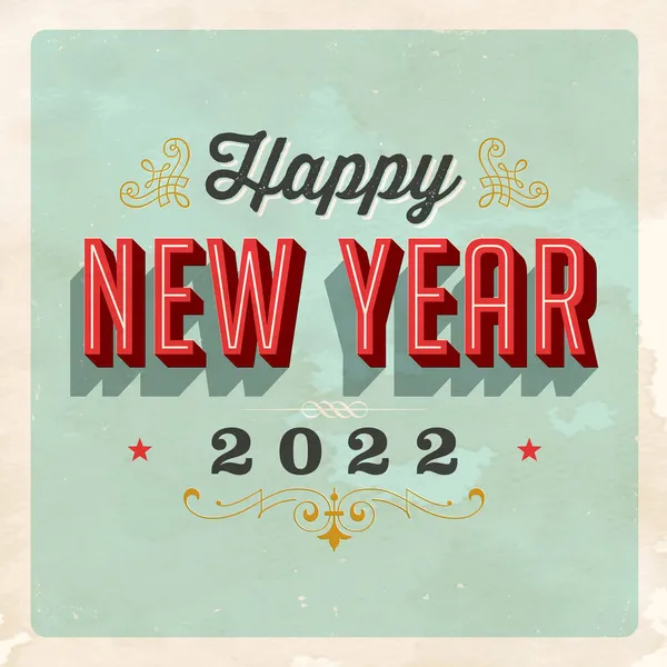 Vintage Stil Happy New Year 2022 Karte Mit Einem Realistischen — Stockvektor