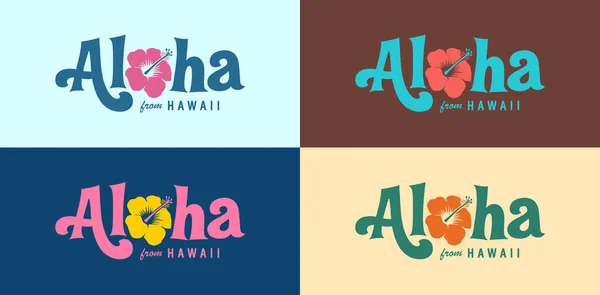 Estilo Vintage Aloha Logotipo Havaí Definido Para Camisetas Blusas Capuzes —  Vetores de Stock