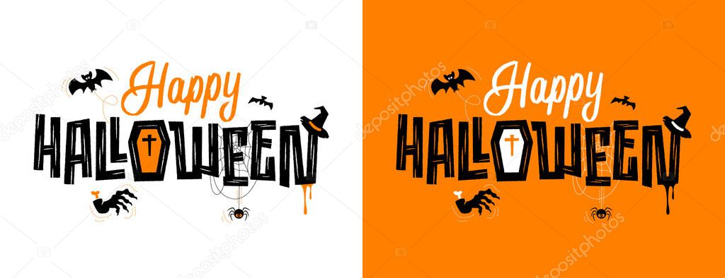 Happy Halloween vector illustrations for party invitations, postcards, posters or banners. EPS10