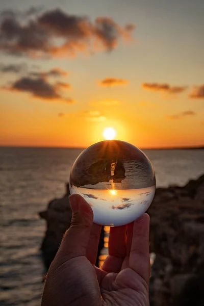 Puesta Sol Sobre Mar Cerdeña Imagen De Stock