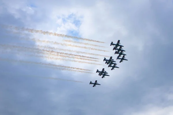 Esibizione Delle Frecce Tricolore Festivit San Nicola Bari Citt Bari — 스톡 사진