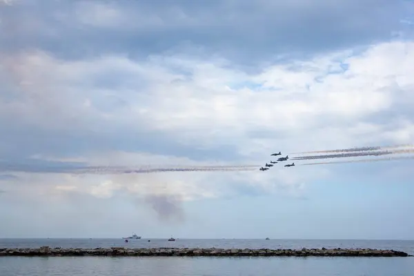 Esibizione Delle Frecce Tricolore Festivit San Nicola Bari Citt Bari — 스톡 사진