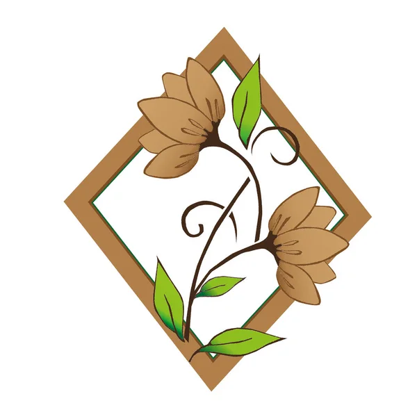 Çerçevede dekoratif çiçekler. İzole edilmiş beyaz bir arkaplanda.