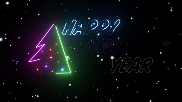 Happy New Year Roller Using Neon Glow — Stock Video