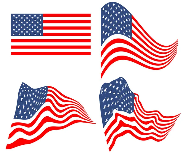 Ilustração Conjunto Onda Bandeira Americana Fundo Branco Listras Feitas Duas —  Vetores de Stock