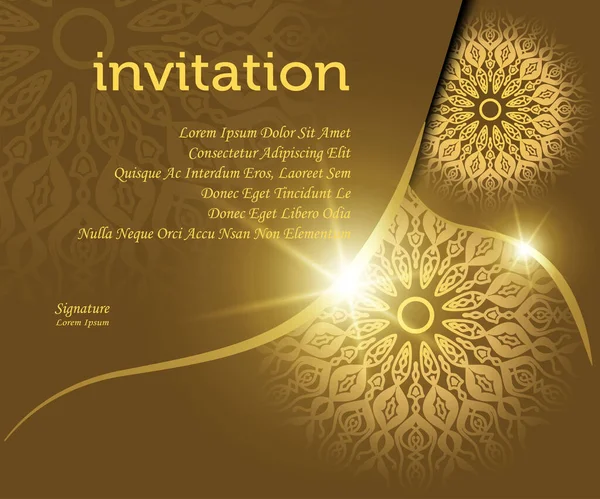 mandala background invitation template, With golden color light effect looks luxury, great for invitation design material, greeting card, sales promotion, banner, poster