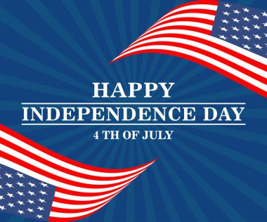Bağımsızlık Gününüz kutlu olsun Birleşik Devletler Vekil Resimleri. Mavi Arkaplanda Bayrak, Kutlama Kartı, Davetiye veya Tatil Posteri ile 4 Temmuz Tasarımı